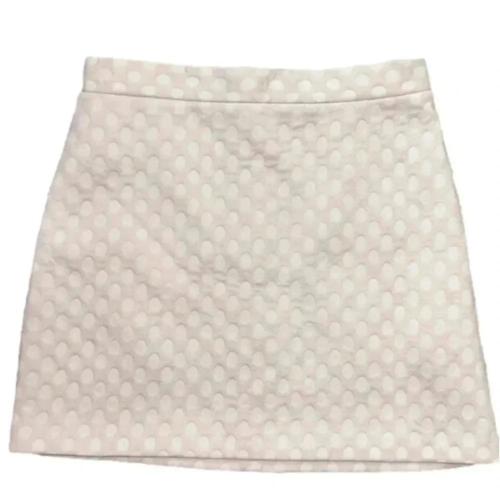 Topshop White Polka Dot Textured Skirt Size 6